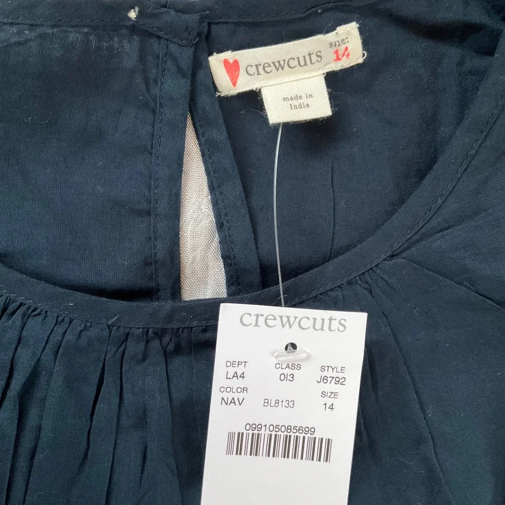 New Crewcuts J Crew Girls‎ Navy Blue Star Embroidered Tiered Dress S 14 Nautical